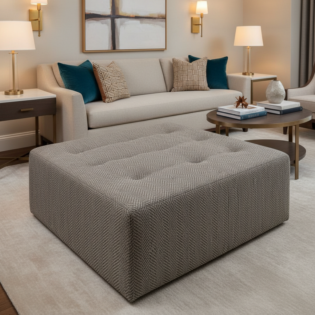 Rainbow Reef - Storm Upholstered Ottoman | Architectural Fabrics