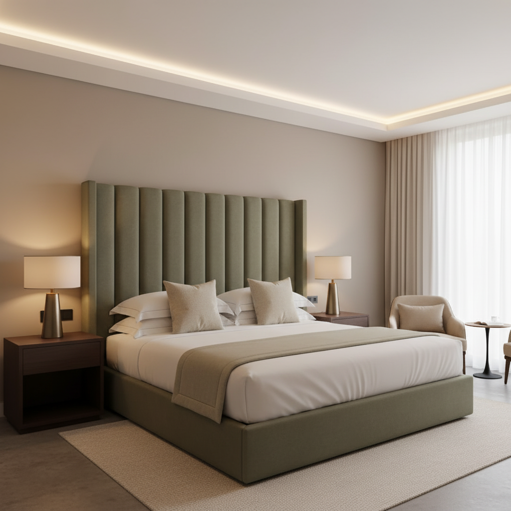 Aarden - Stone Moss Silicone Hybrid Upholstered Headboard | Architectural Fabrics