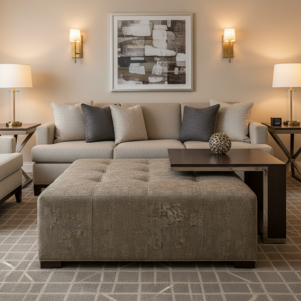 Turf Bay - Fieldstone Upholstered Ottoman | Architectural Fabrics