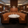 Smooth Leather Grain Sienna Brown Upholstered Banquette | Architectural Fabrics