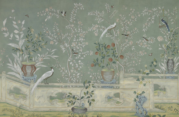 Salon Vert — Special Colourway on Blue Grey India tea paper