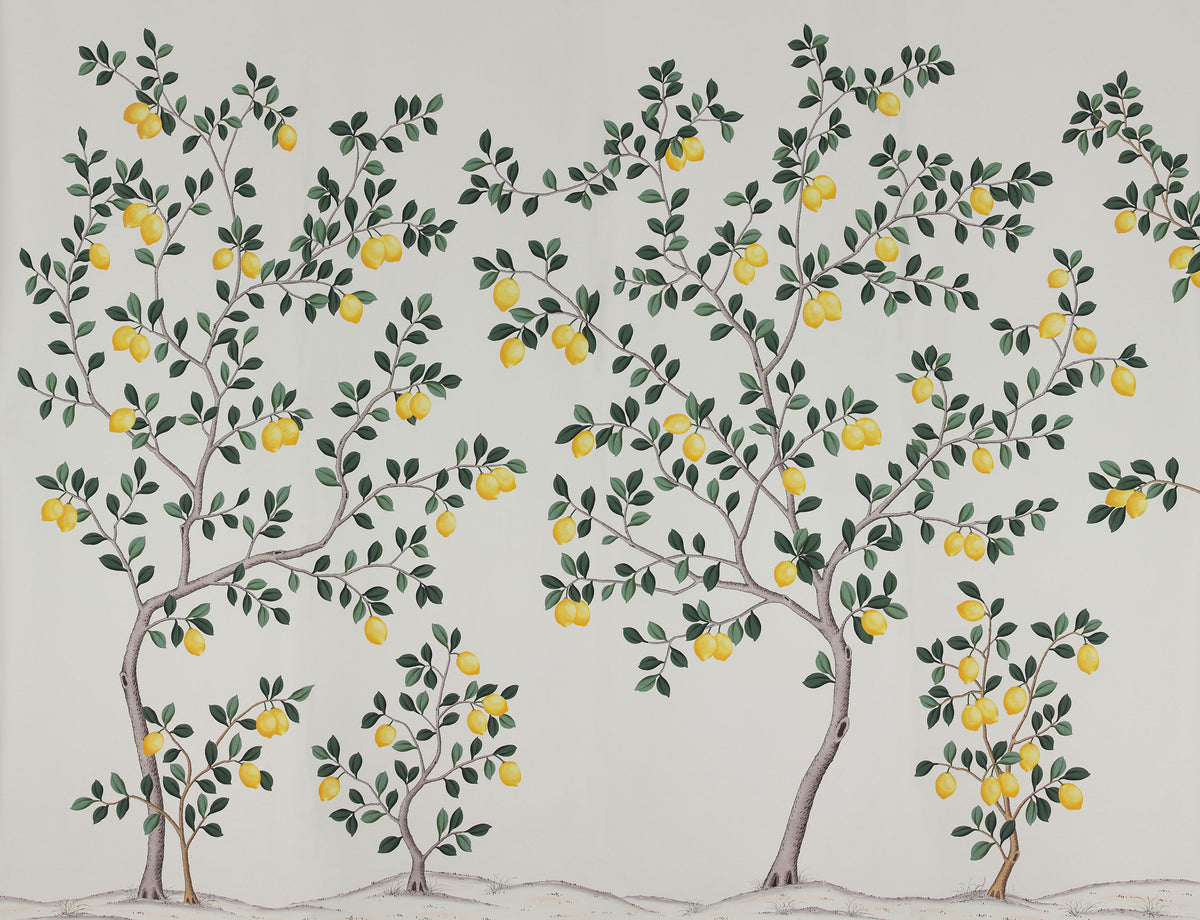 Lemon Grove — Standard colourway on Bleached White dyed silk