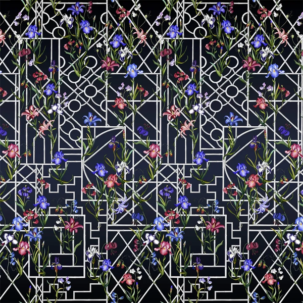 Fretwork Garden Panoramic Panel 02  Wallpaper | Christian Lacroix Europe
