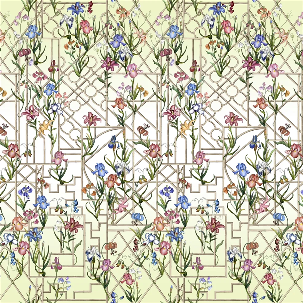 Fretwork Garden Panoramic Panel 01  Wallpaper | Christian Lacroix Europe