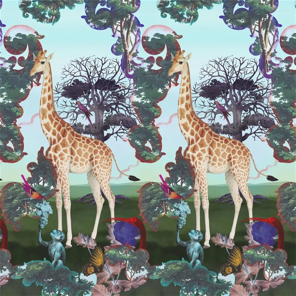 Novafrica Sunrise Africa Giraffe Scene 1 Panel   Wallpaper | Christian Lacroix Europe
