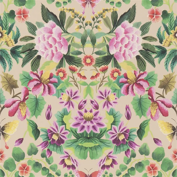 Ikebana Damask Fuchsia Wallpaper | Designers Guild Europe