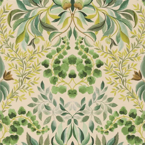 Karakusa Damask Vines Emerald Wallpaper | Designers Guild Europe