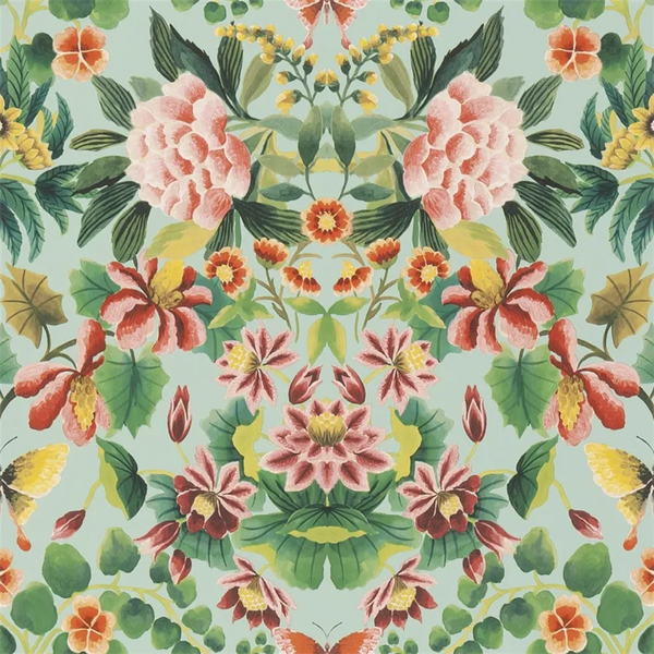 Ikebana Damask Aqua Wallpaper | Designers Guild Europe