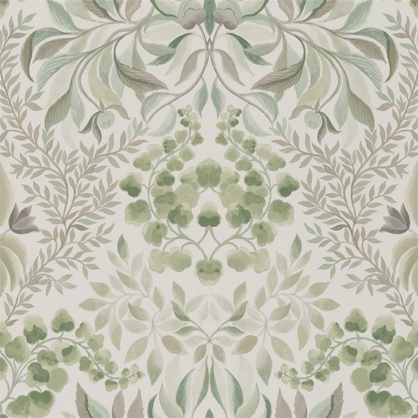 Karakusa Damask Vines Eu De Nil Wallpaper | Designers Guild Europe