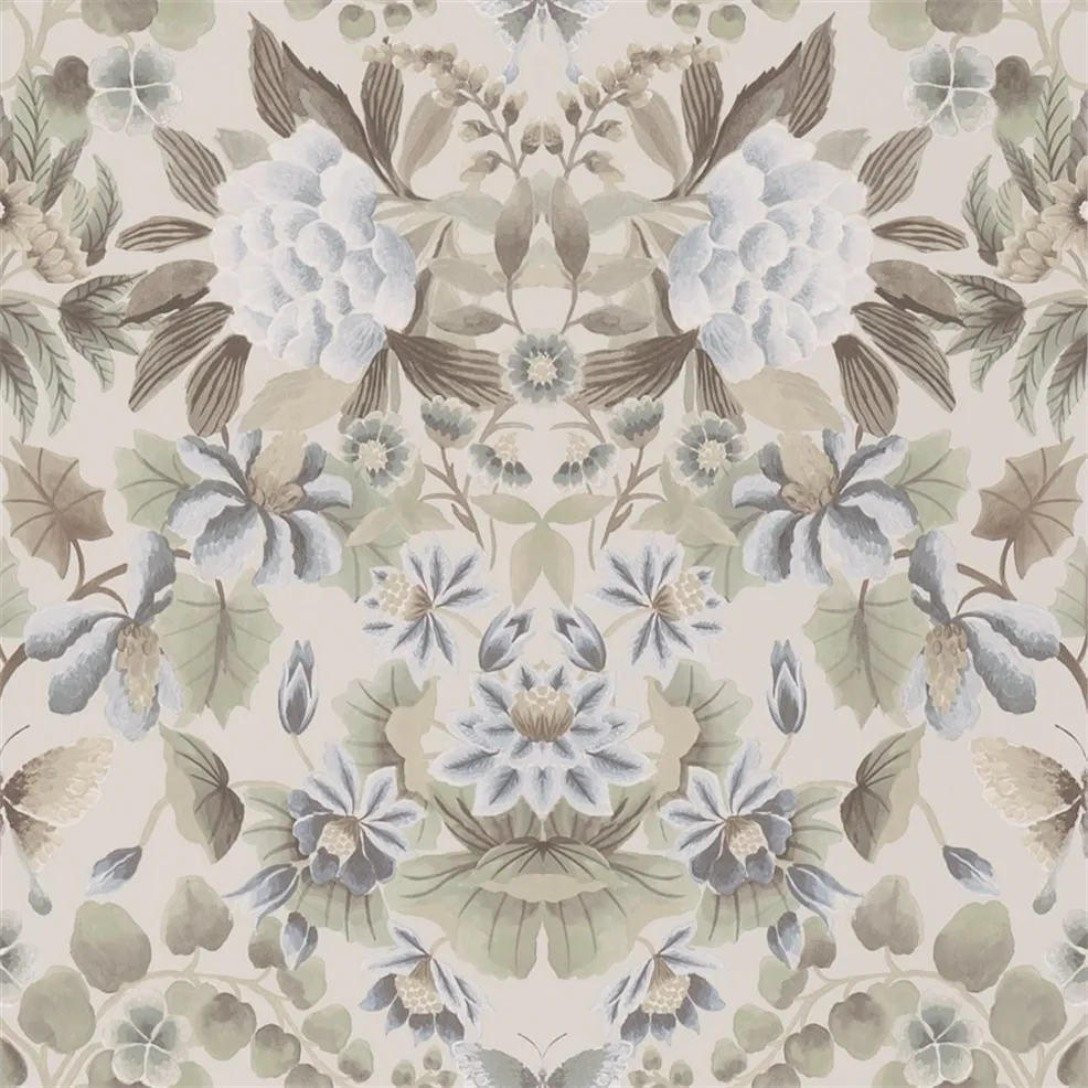 Ikebana Damask Eu de Nil Wallpaper | Designers Guild Europe
