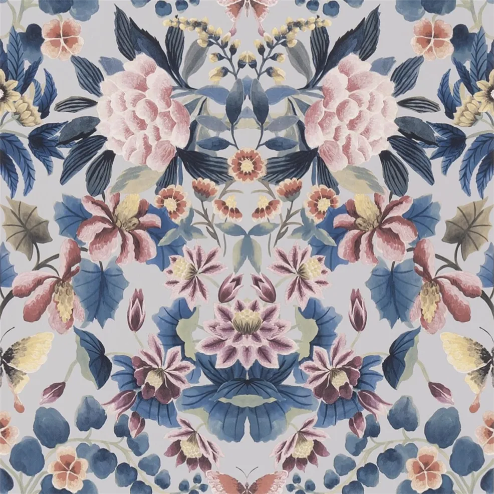 Ikebana Damask Blue Wallpaper | Designers Guild Europe