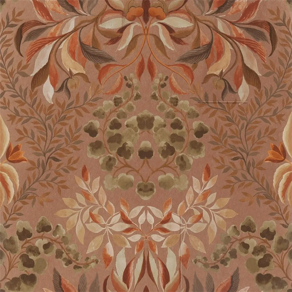 Karakusa Damask Vines Copper Wallpaper | Designers Guild Europe