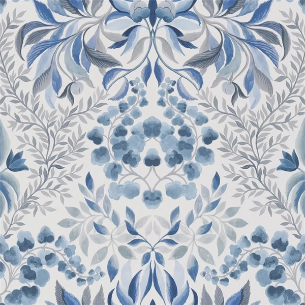 Karakusa Damask Vines Cobalt Wallpaper | Designers Guild Europe