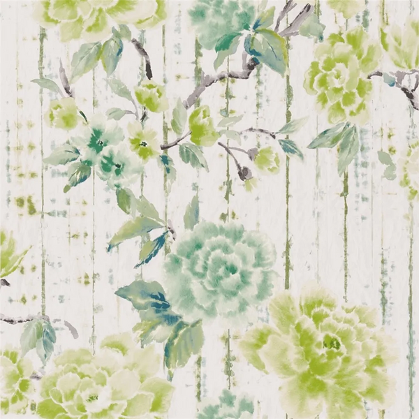 Kyoto Peony Flower Emerald Wallpaper | Designers Guild Europe