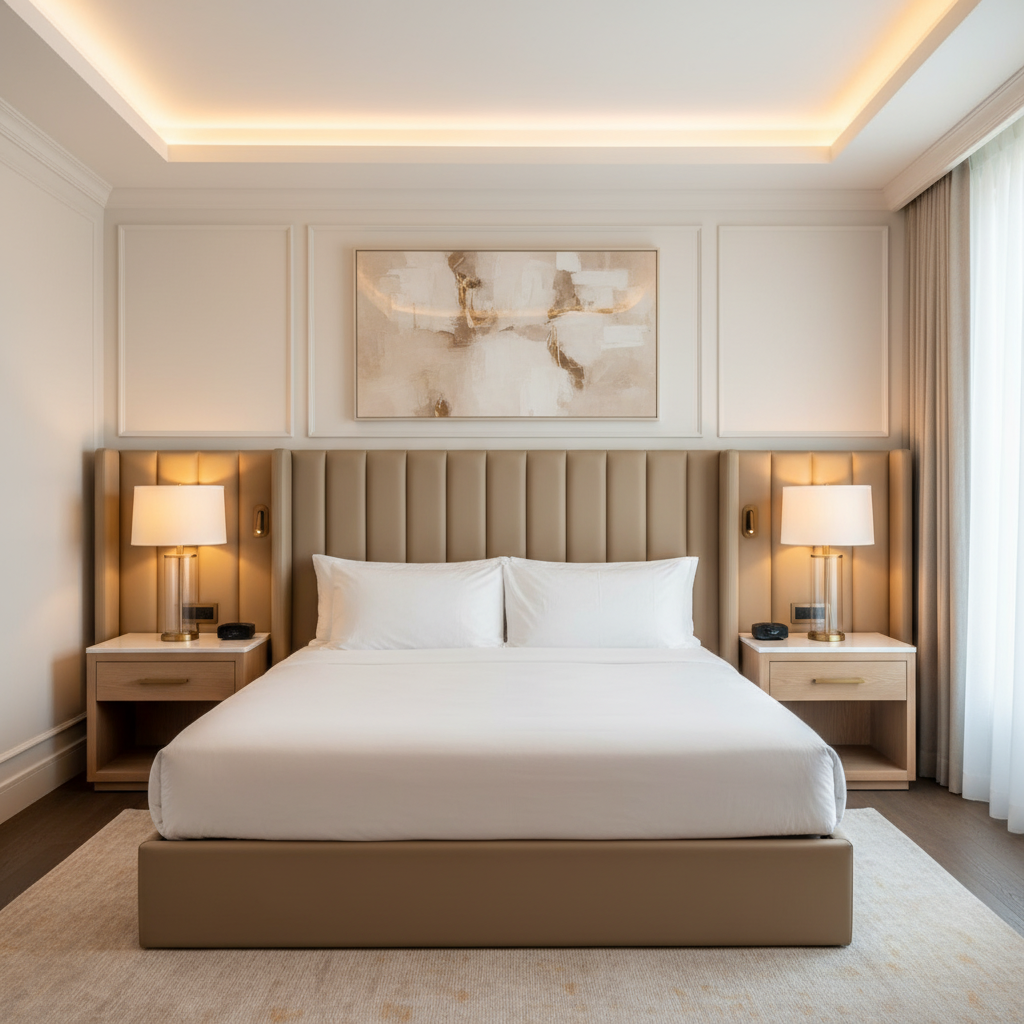 Luxury Cay - Eggshell Upholstered Headboard | Architectural Fabrics