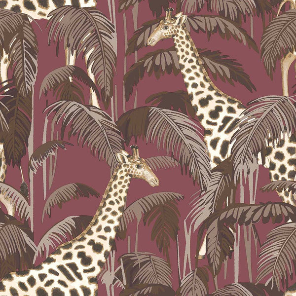Safari Gentile Burgundy | Masi Wallcovering