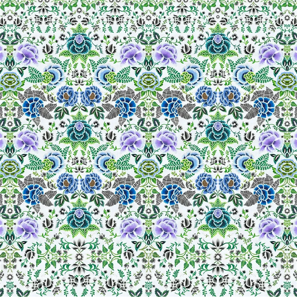 Rose de Damas Panel 01 Cobalt Wallpaper | Designers Guild Europe