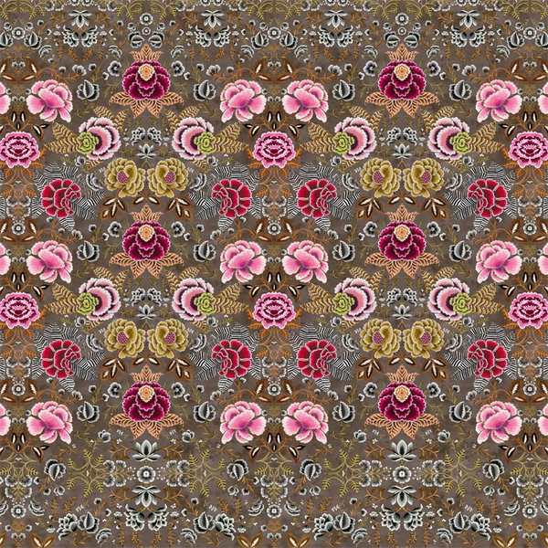 Rose de Damas Panel 04 Cranberry Wallpaper | Designers Guild Europe