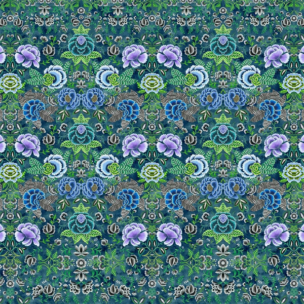 Rose de Damas Panel 03 Indigo Wallpaper | Designers Guild Europe