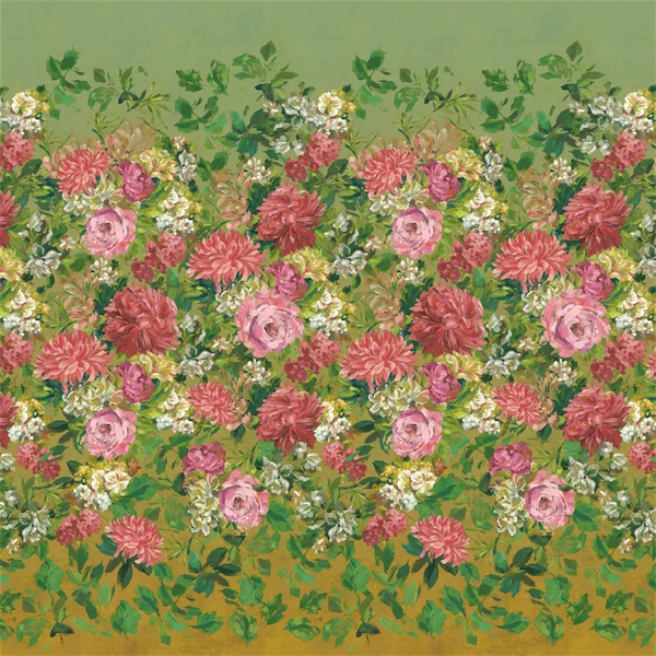 Fleurs d'artistes Floral Panel 02 Terracotta Wallpaper | Designers Guild Europe