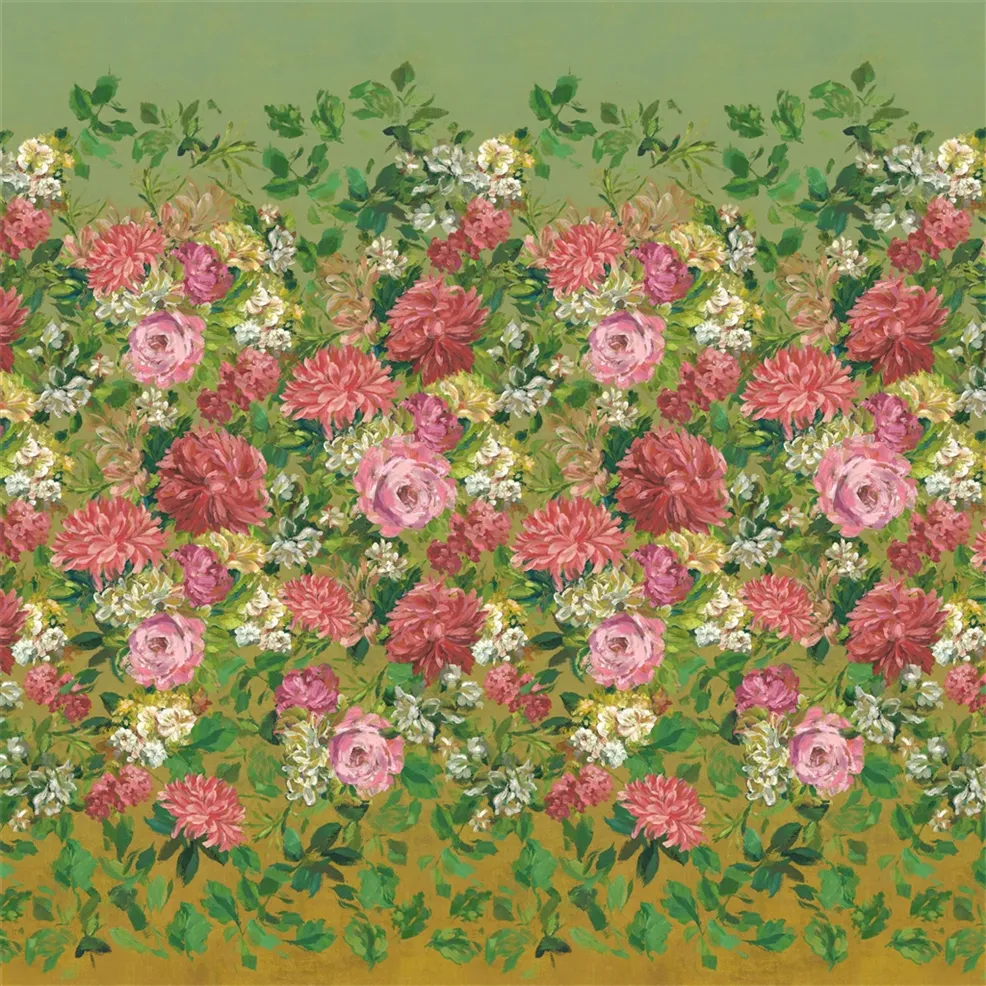 Fleurs d'artistes Floral Panel 02 Terracotta Wallpaper | Designers Guild Europe
