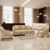 Crushed Velvet Texture Cream Pearl Upholstered Sofa | Architectural Fabrics