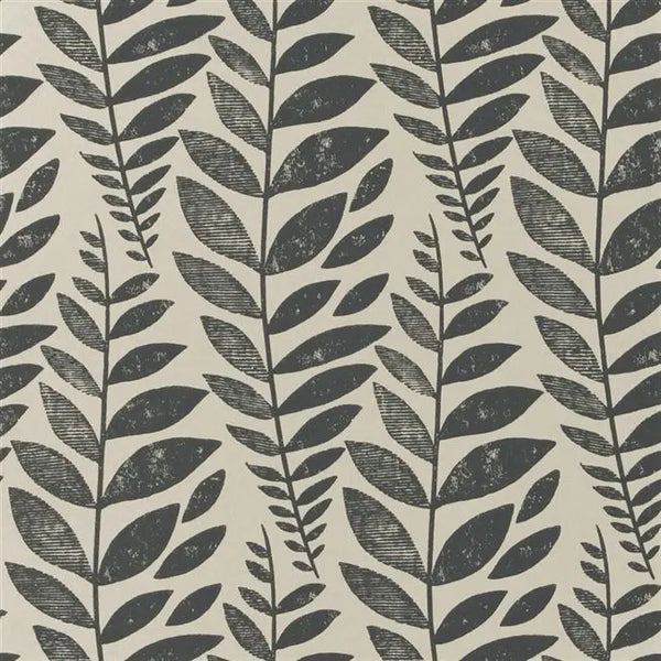 Odhni Batik leaf  08 Graphite Wallpaper | Designers Guild Europe