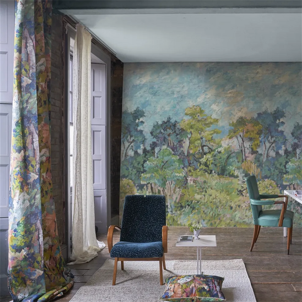 Foret Impressionniste Grasscloth Panel 1  Wallpaper | Designers Guild Europe