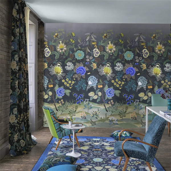Brocart Decoratif Grasscloth Panel 03 Indigo | Designers Guild Europe