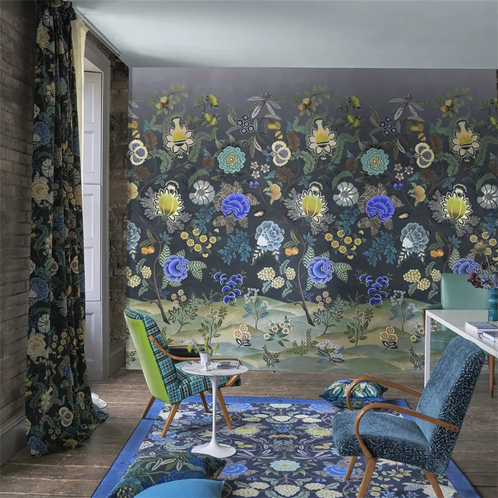 Brocart Decoratif Grasscloth Panel 03 Indigo | Designers Guild Europe