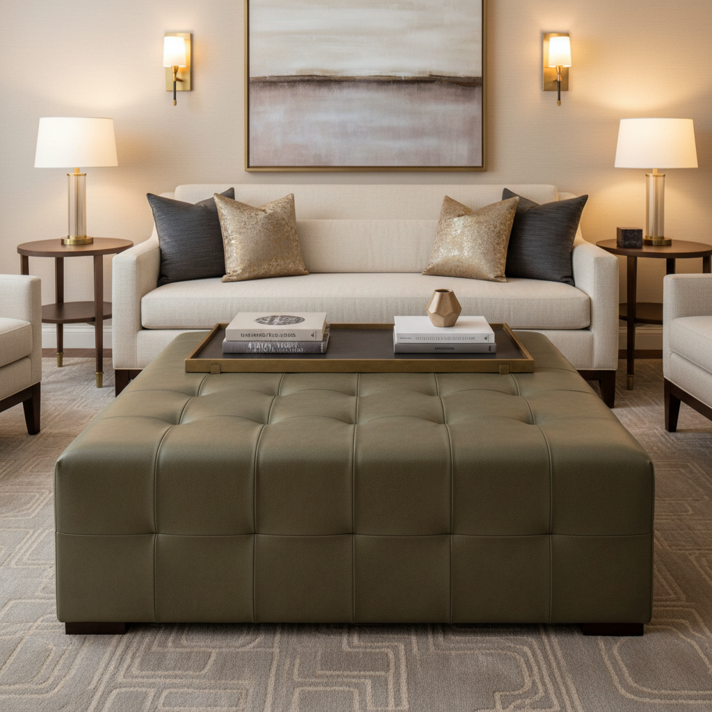 Vintage Harbor - Spruce Upholstered Ottoman | Architectural Fabrics