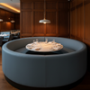 Smooth Solid Color Slate Blue Upholstered Banquette | Architectural Fabrics
