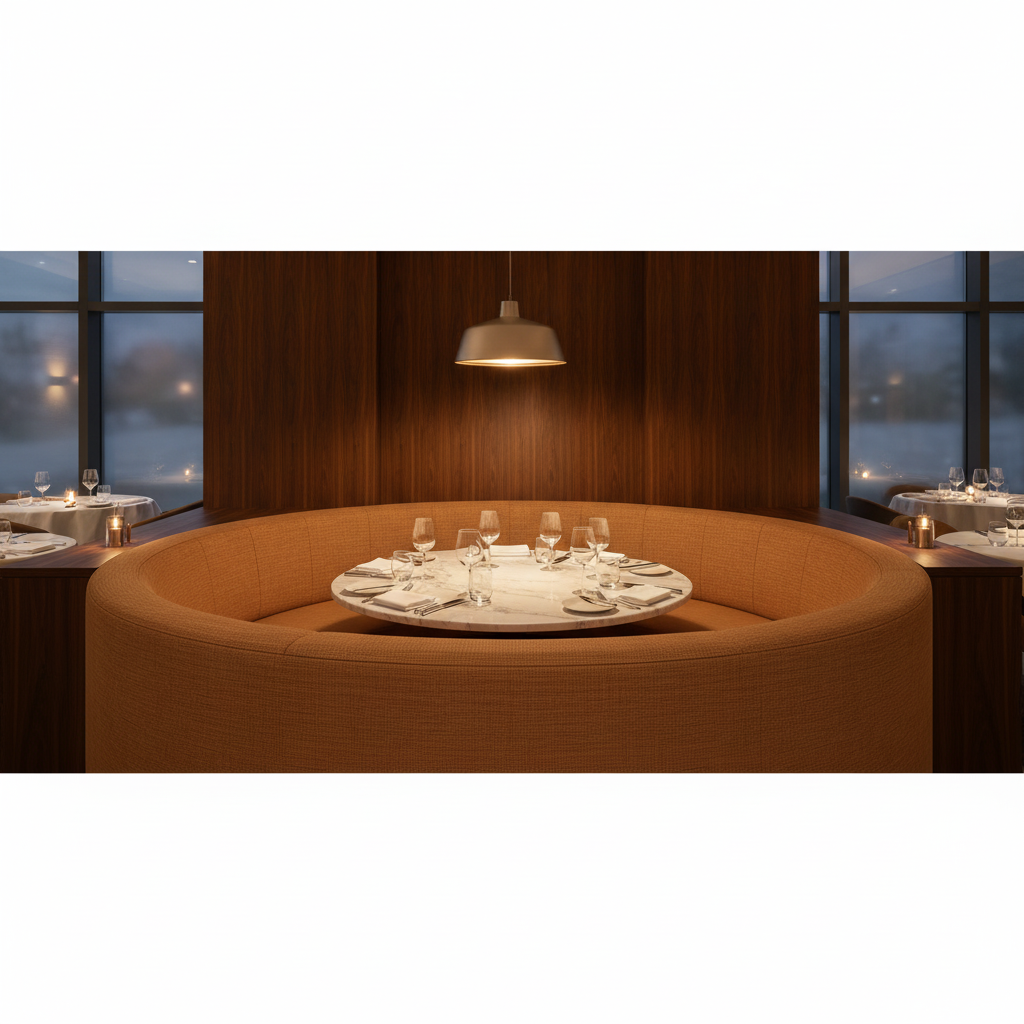 Woven Linen Weave Burnt Sienna Upholstered Banquette | Architectural Fabrics