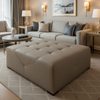 Aire Pebbled - Earthen Taupe Breathable Polyurethane Upholstered Ottoman | Architectural Fabrics