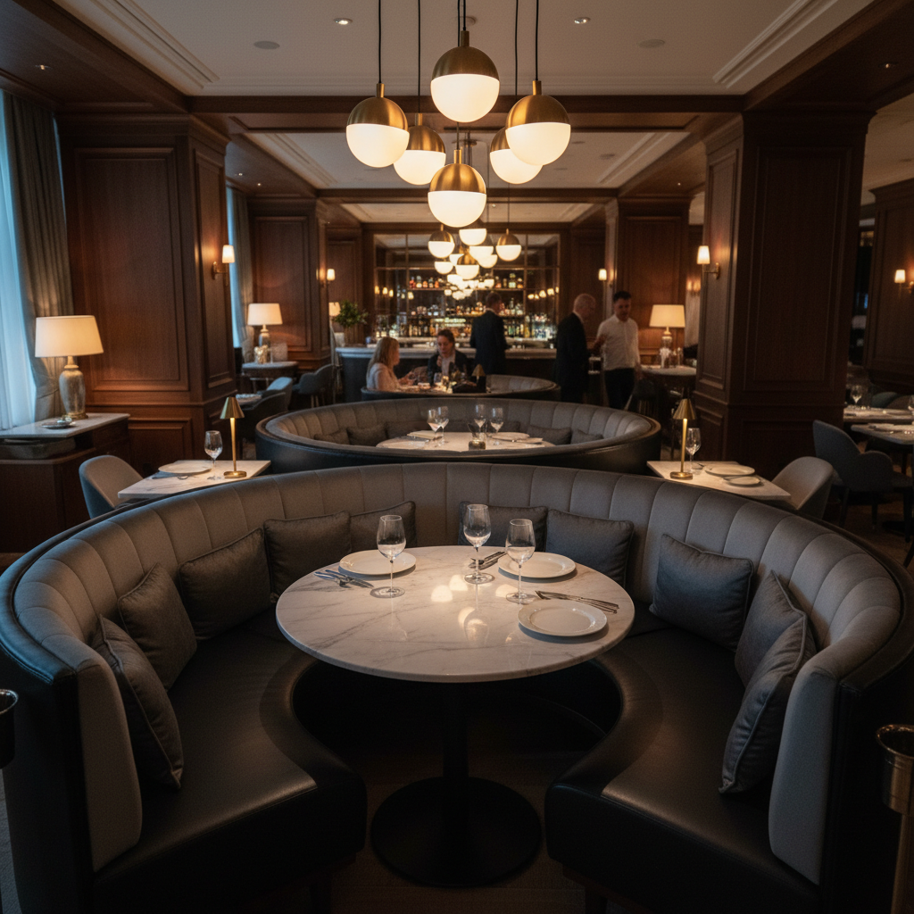 Bedford Carbon Upholstered Banquette | Architectural Fabrics