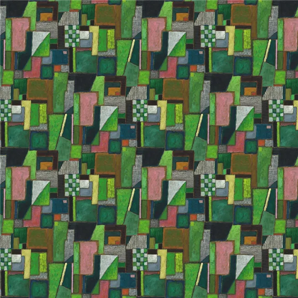 Raku Contemporary Patchwork Emerald Wallpaper | Designers Guild Europe