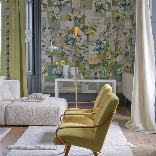 Celadon Vase Grasscloth Celadon Wallpaper | Designers Guild Europe