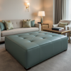 Aire Pebbled - Sea Glass Breathable Polyurethane Upholstered Ottoman | Architectural Fabrics