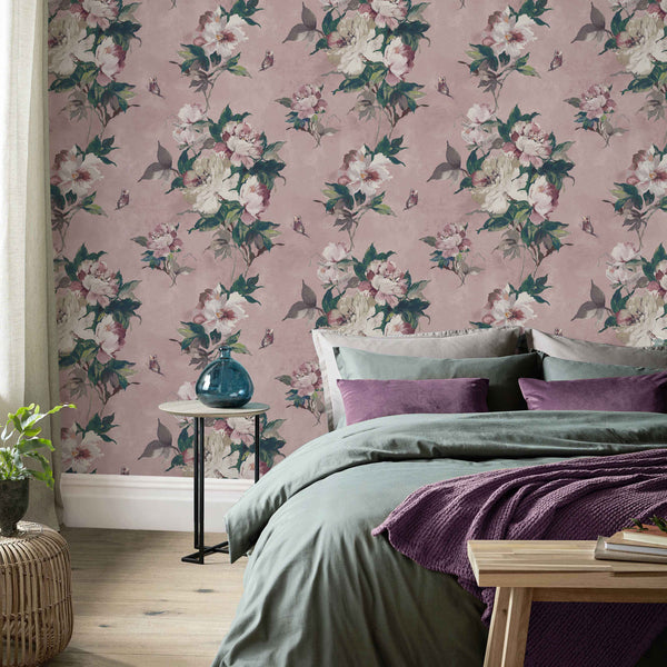 Madama Butterfly - Blush Pink Wallcovering | 1838 Wallcoverings