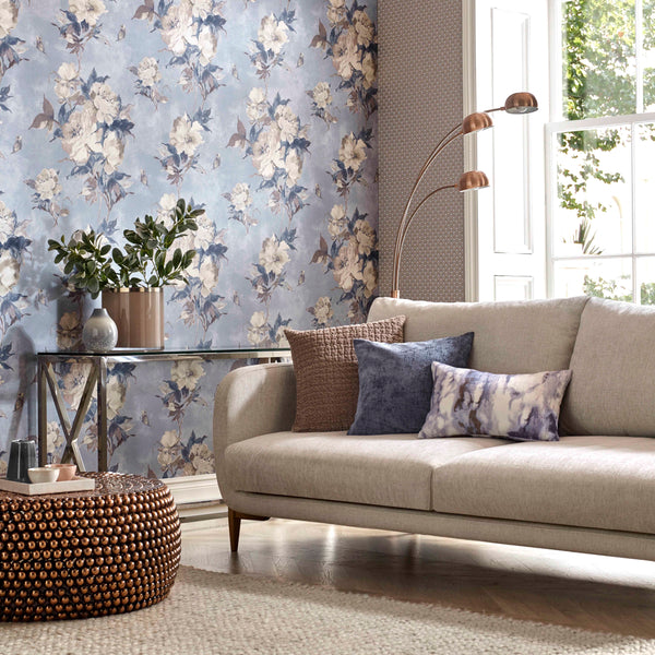 Madama Butterfly Denim - Blue Wallcovering | 1838 Wallcoverings