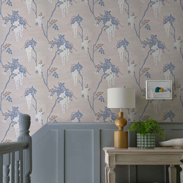 Leonora Denim - Grey Neutral Wallcovering | 1838 Wallcoverings