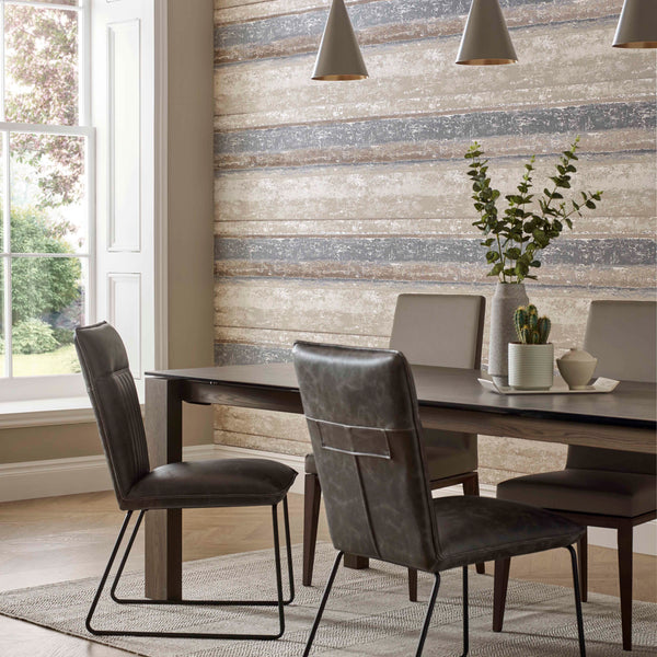 Linea Denim Blue - Grey Wallcovering | 1838 Wallcoverings