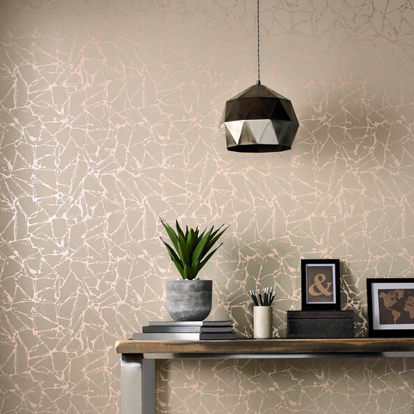 Glaze Coral - Copper Wallcovering | 1838 Wallcoverings