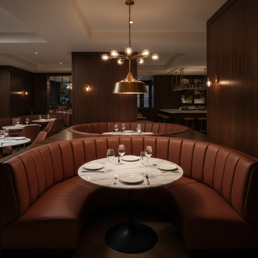 Aire Pebbled - Russet Breathable Polyurethane Upholstered Banquette | Architectural Fabrics