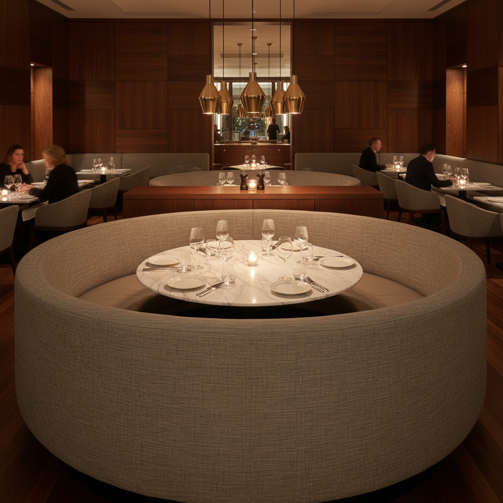 Atlantic Cay - Stone Linen Graffiti-Free PU Upholstered Banquette | Architectural Fabrics