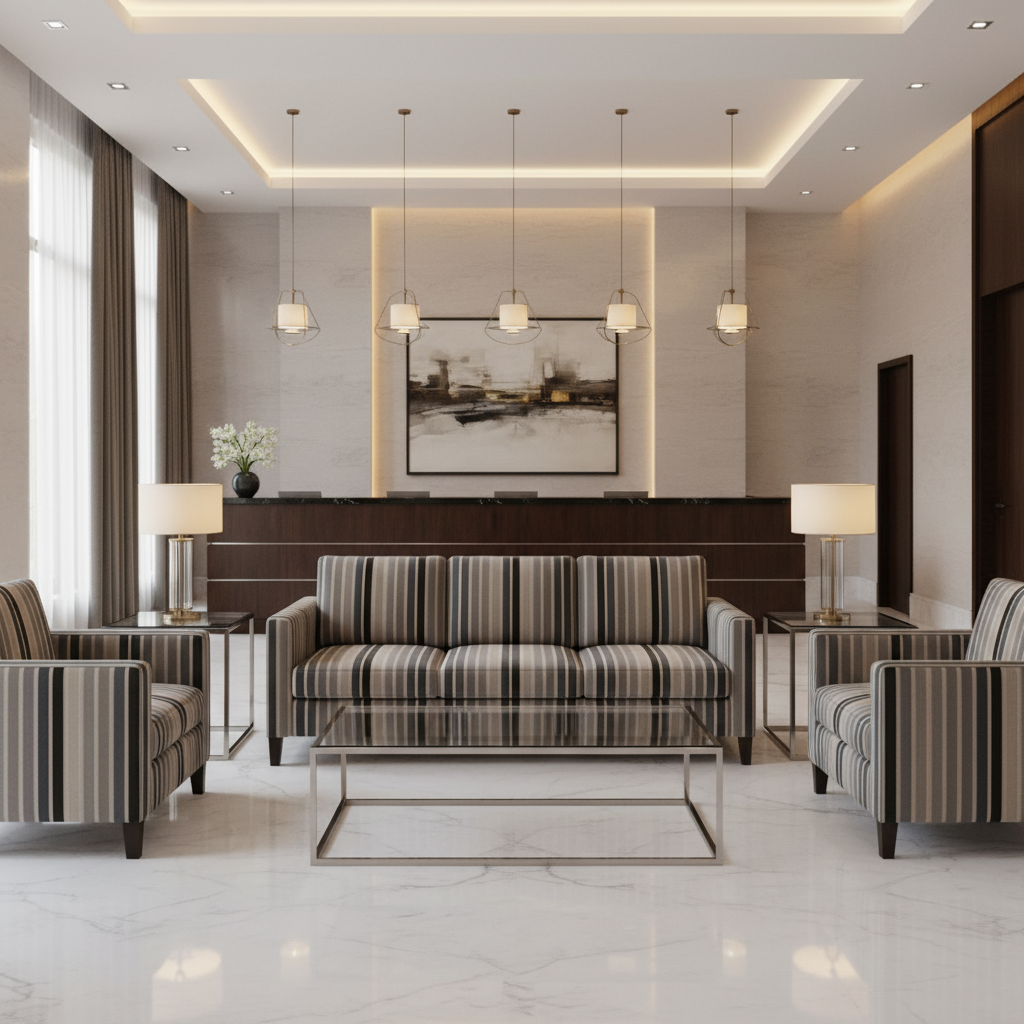 Sugar Mill Stripe - Mist Upholstered Sofa | Architectural Fabrics