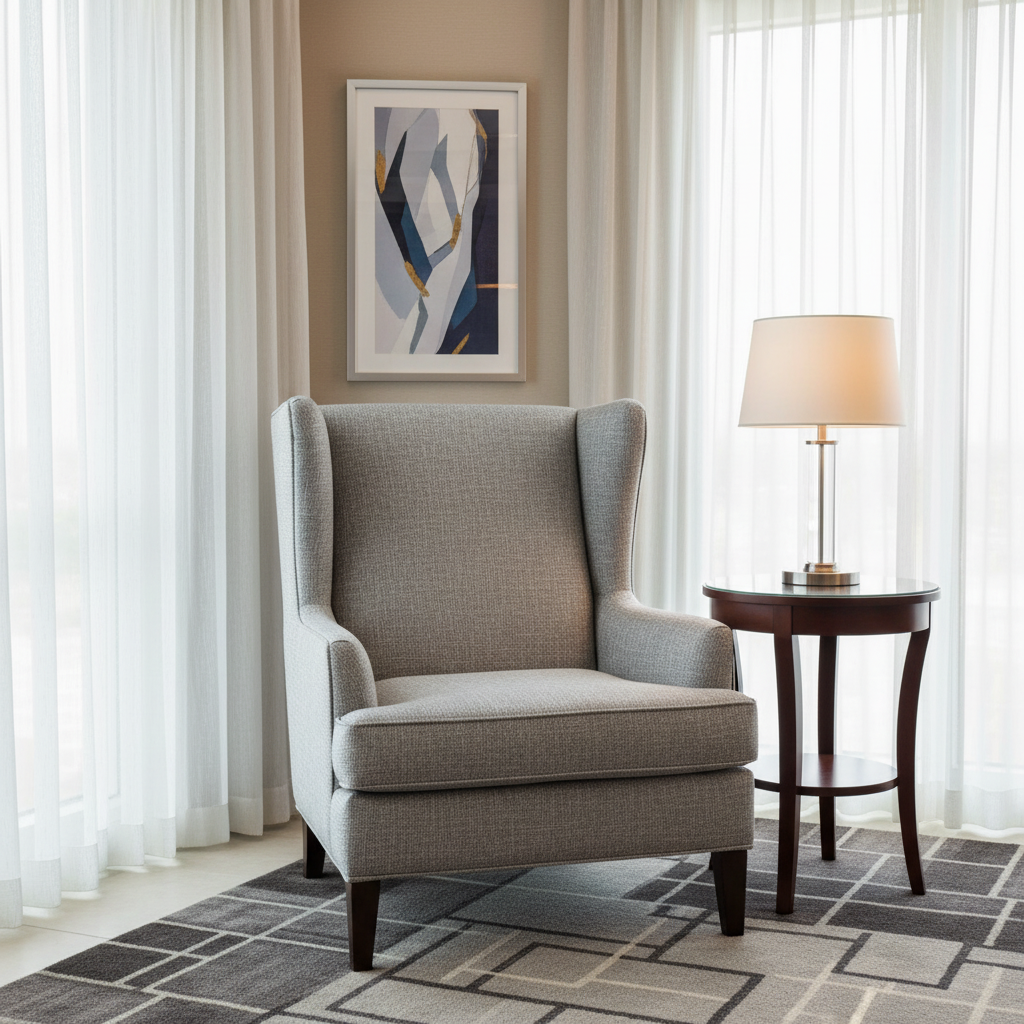 Subtle Woven Texture Cool Silver Upholstered Chair | Architectural Fabrics