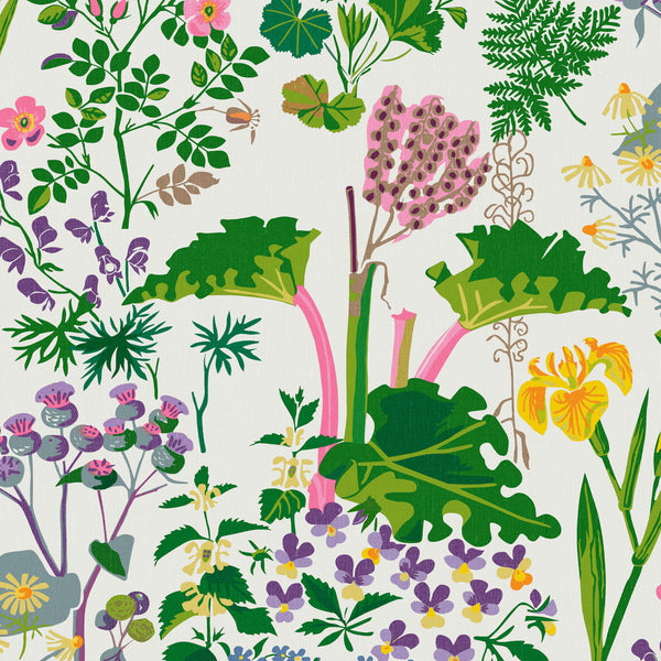 Rabarber, Ivory Multi Wallcoverings | Schumacher