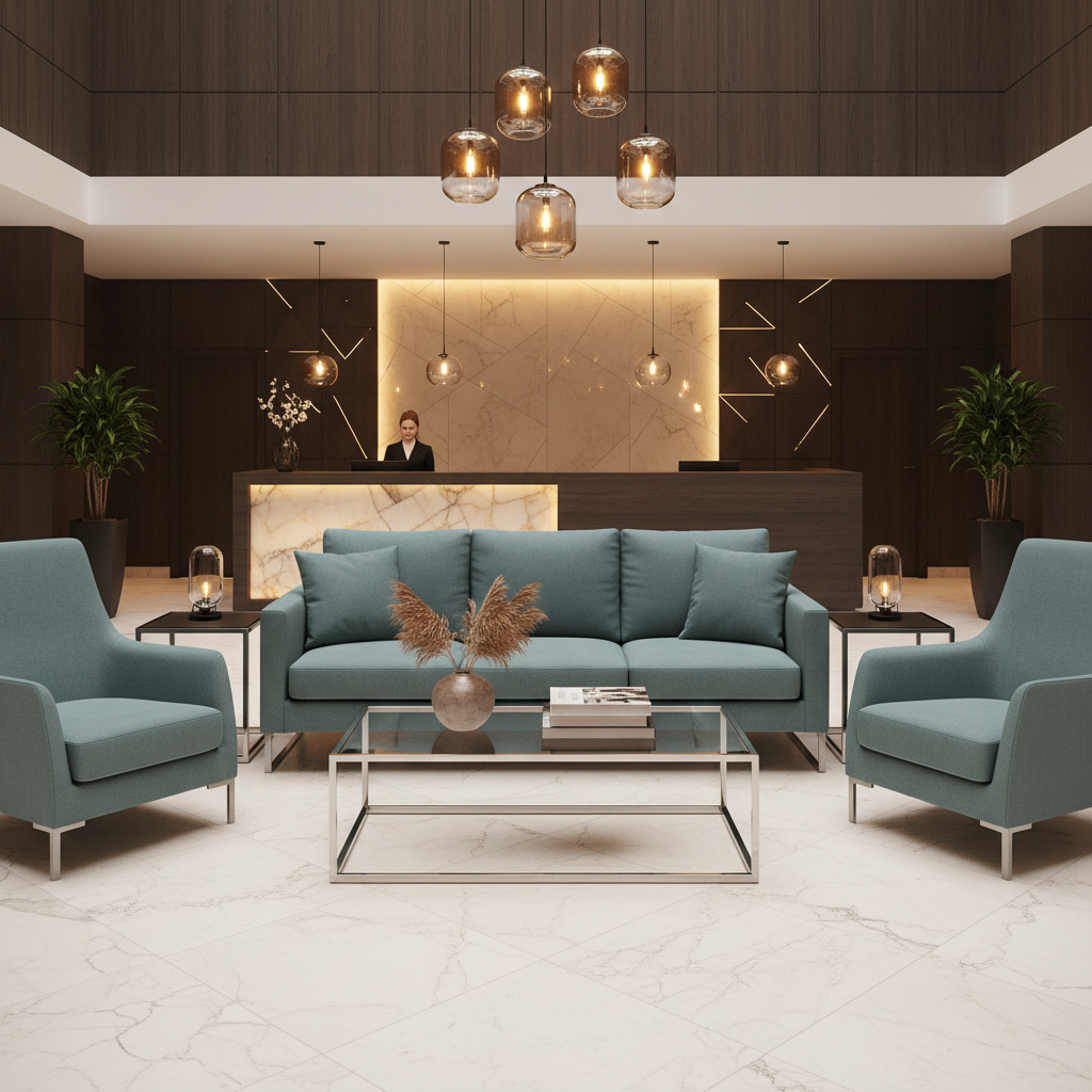 Smooth Matte Texture Dusty Teal Upholstered Sofa | Architectural Fabrics