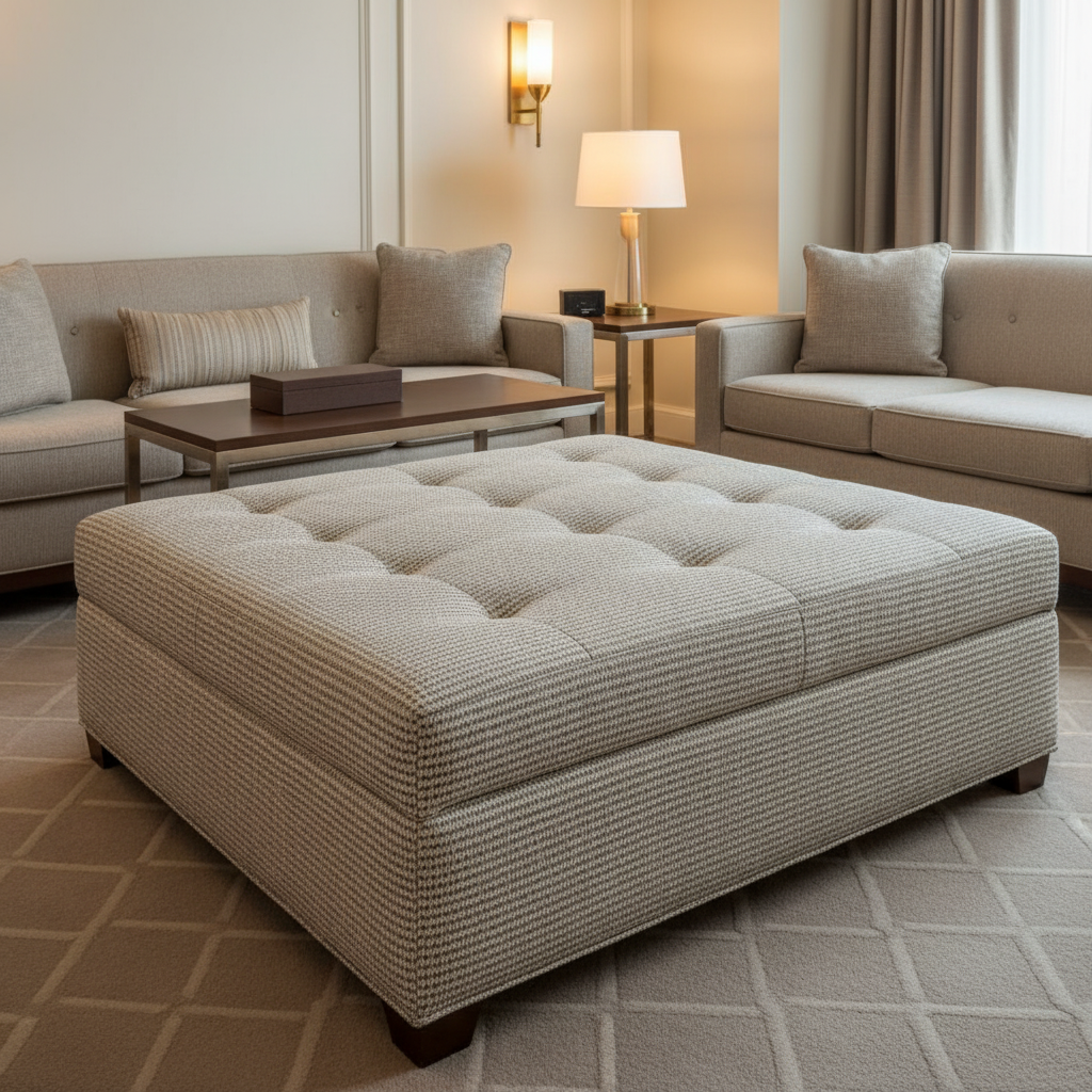 Trade Wind - Shell Upholstered Ottoman | Architectural Fabrics